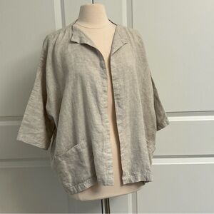 NOT PERFECT LINEN One Size OS SINTRA Linen Cardigan Open Jacket Midi Natural Oat